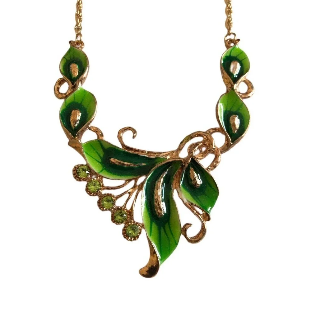 Premium Enamel Crystal Sparkling Necklace & Earring Women Fashion Jewellery Set